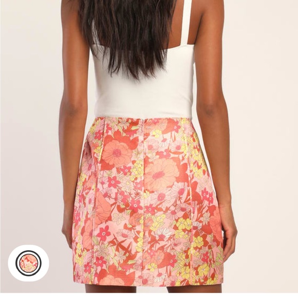 Lulus Being in Bloom Light Pink Multi Floral Skirt - Picture 4 of 5